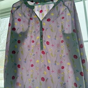 LOFT Sheer Blouse with Floral Print